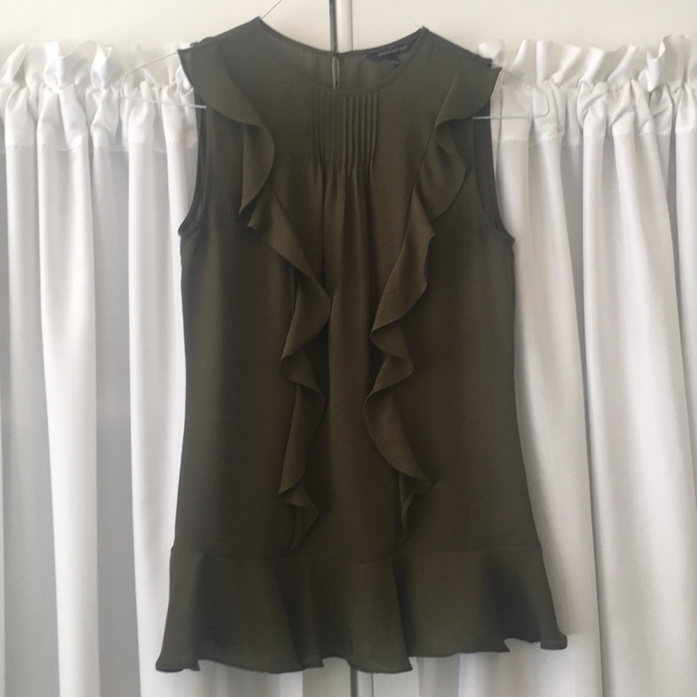 EUC Sheer Banana Republic Sleeveless Ruffle Blouse